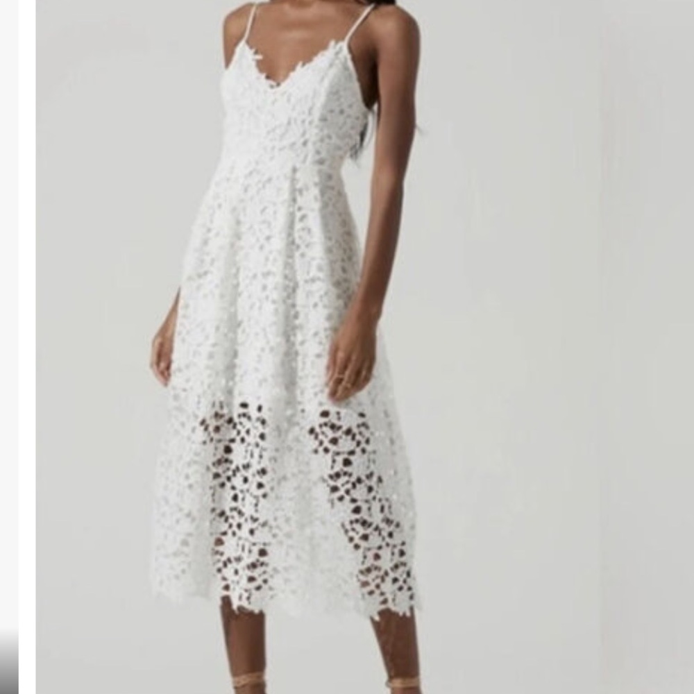Astr the label white eyelet lace sleeveless midi dress Anaya